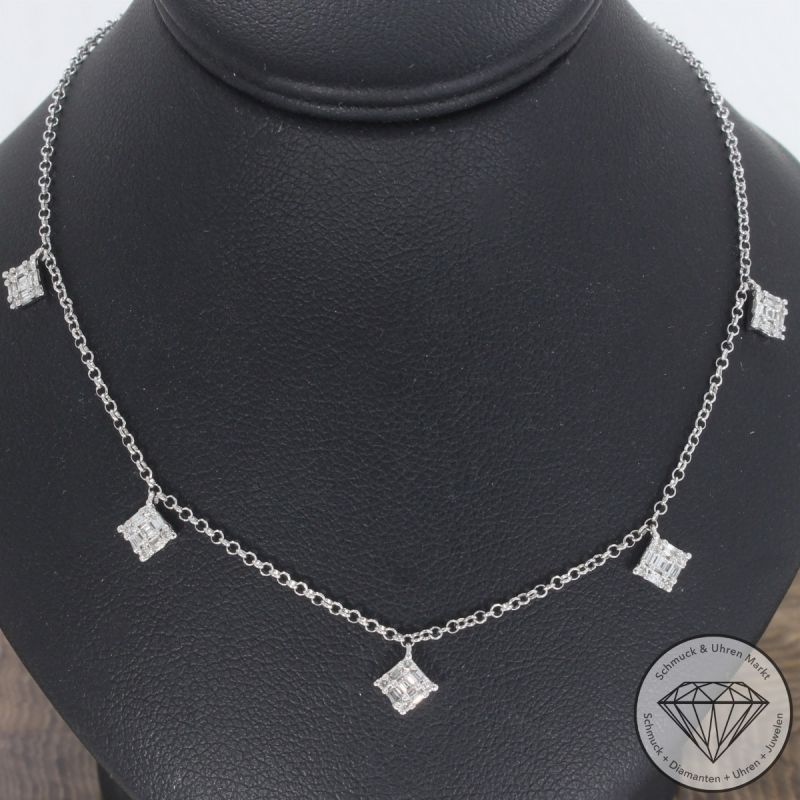 Wert 1790 € Brillant Diamant Collier in 750er 18 K Weißgold - 103629