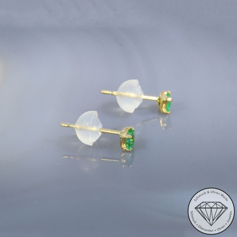 Wert 350 € Smaragd Ohrringe (0,16 carat) in 750er 18 K Gelbgold - H1900