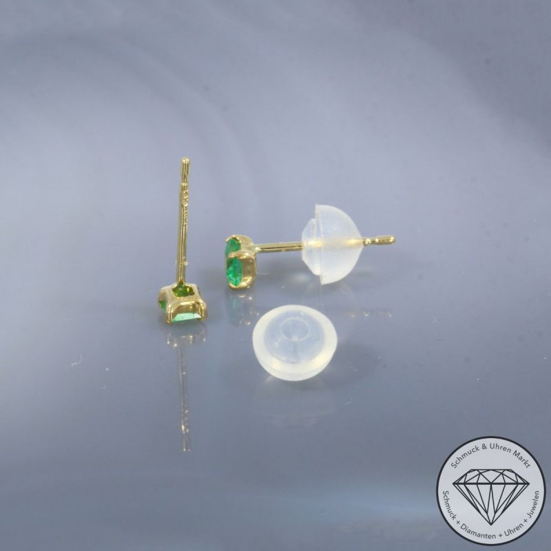 Wert 350 € Smaragd Ohrringe (0,16 carat) in 750er 18 K Gelbgold - H1900