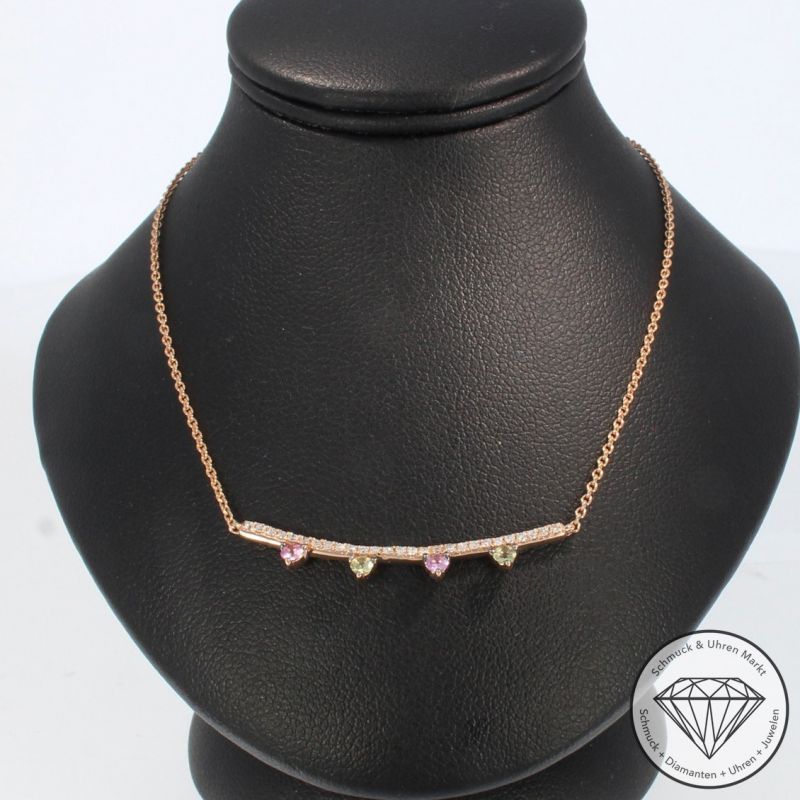 Wert 1690 € Brillant Saphir Collier in 585er 14 K Rosegold - 103744