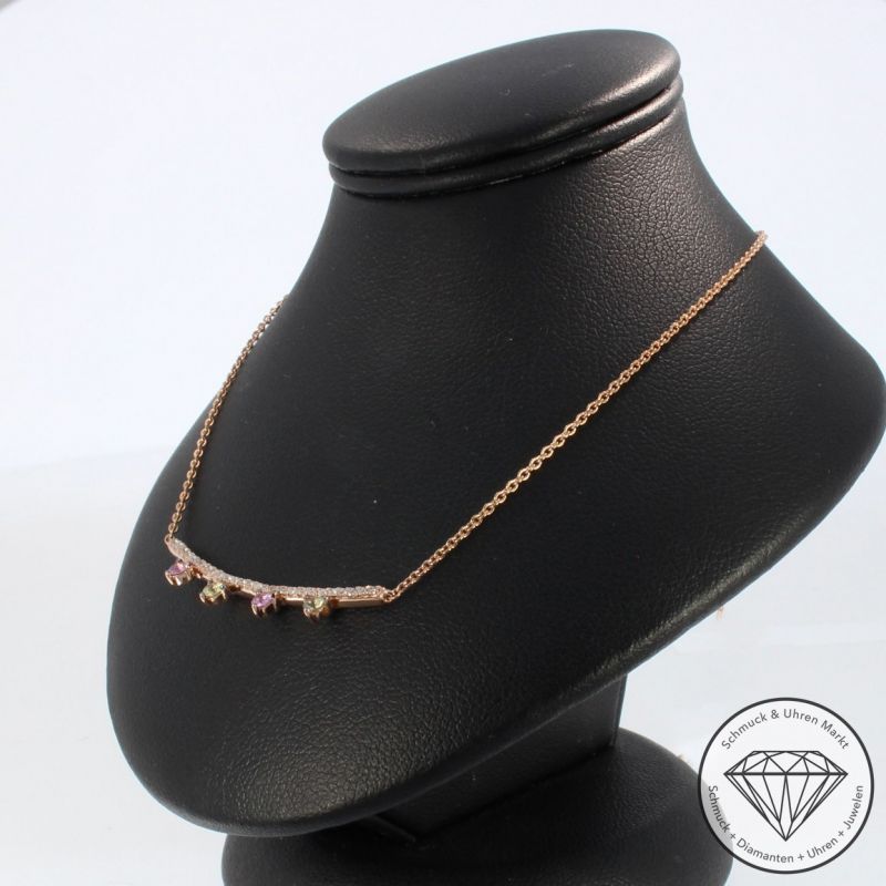Wert 1690 € Brillant Saphir Collier in 585er 14 K Rosegold - 103744