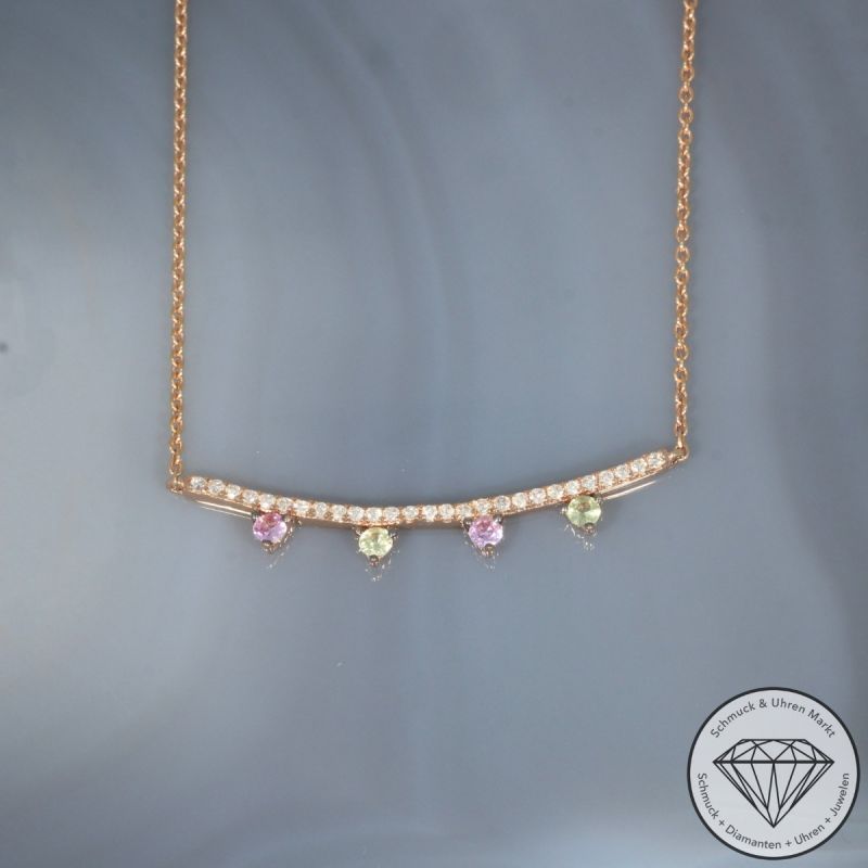Wert 1690 € Brillant Saphir Collier in 585er 14 K Rosegold - 103744