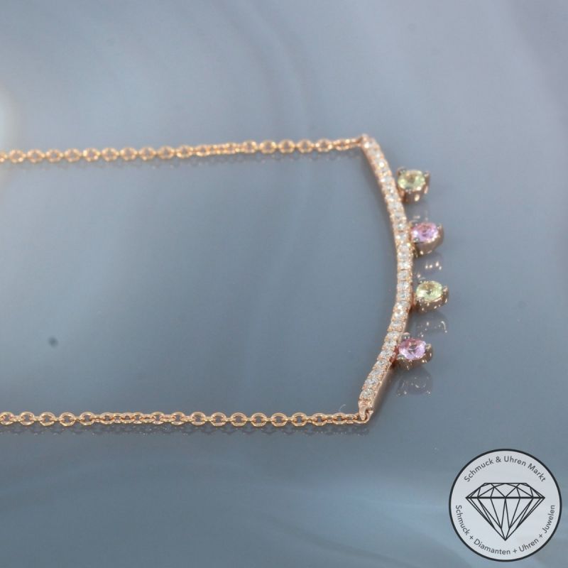 Wert 1690 € Brillant Saphir Collier in 585er 14 K Rosegold - 103744