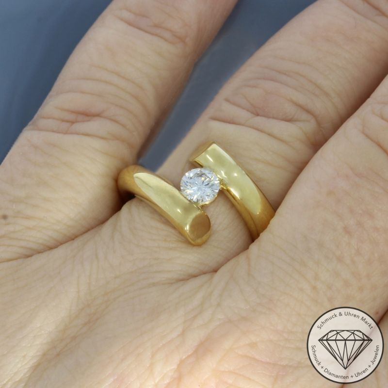 Wert 9500 € Solitär Brillant Ring in 750er 18 K Gelbgold - 103813