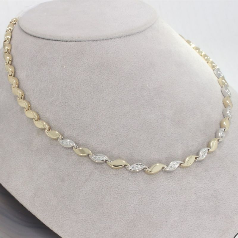 Wert 7750 € Bicolor Brillant Collier (ca. 0,27 carat) in 585er 14 K Gold - 103820