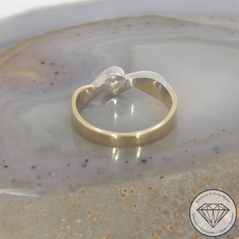 Wert 1150 € Bicolor Solitär Brillant Ring in 585er 14 K Gold - 103829