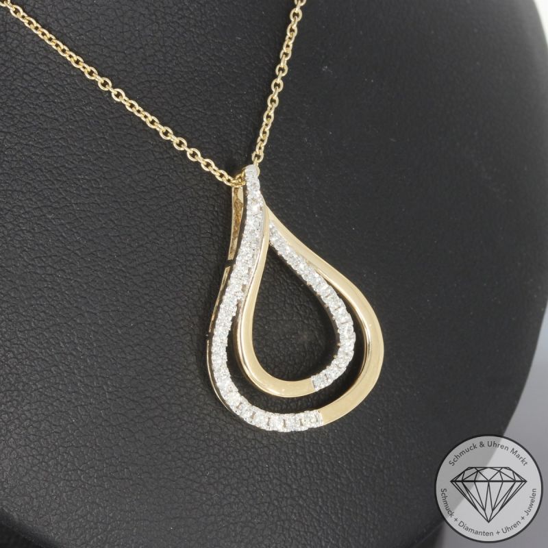 Wert 3250 € Brillant Diamant Anhänger mit Kette in 585er 14 K Gelbgold - 103867