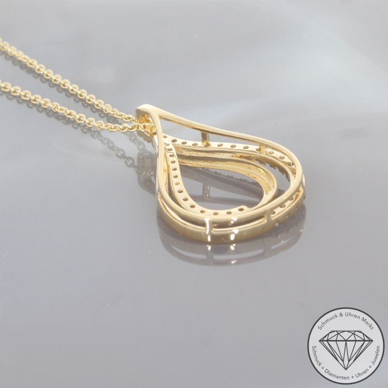 Wert 3250 € Brillant Diamant Anhänger mit Kette in 585er 14 K Gelbgold - 103867