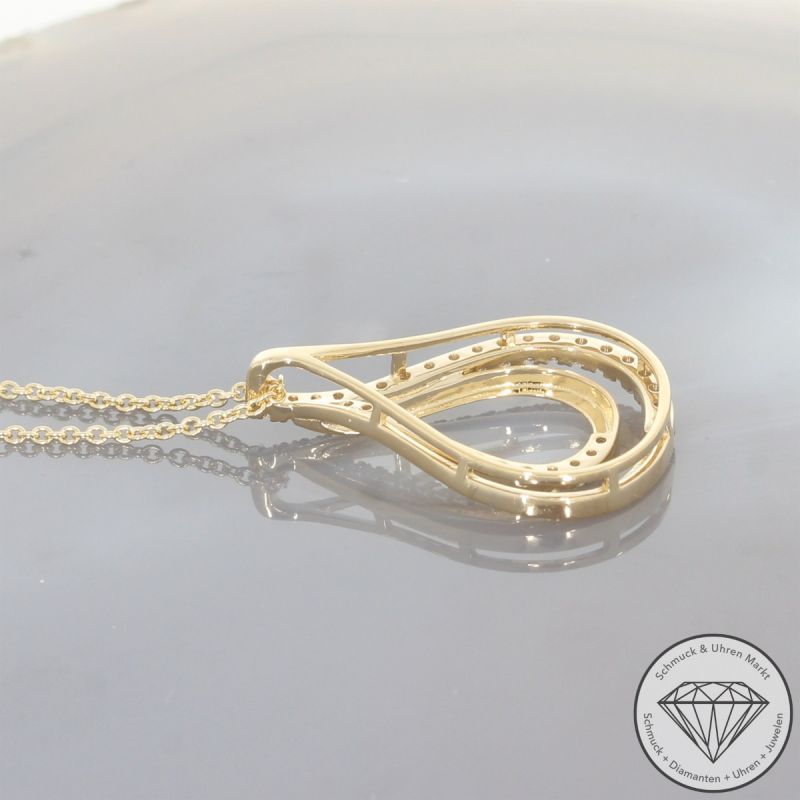 Wert 3250 € Brillant Diamant Anhänger mit Kette in 585er 14 K Gelbgold - 103867