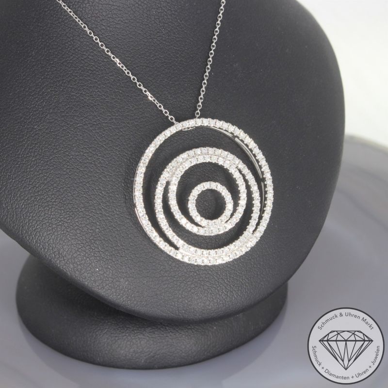 Wert 5790 € Diamant Anhänger mit Kette in 585er 14 K Weißgold & 950er Platin - 103875