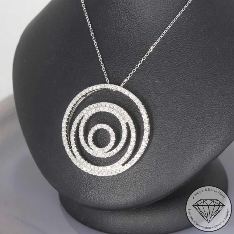Wert 5790 € Diamant Anhänger mit Kette in 585er 14 K Weißgold & 950er Platin - 103875