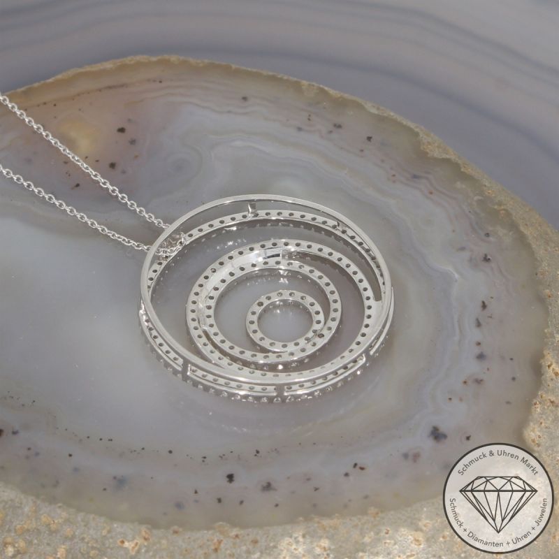 Wert 5790 € Diamant Anhänger mit Kette in 585er 14 K Weißgold & 950er Platin - 103875
