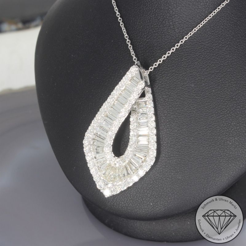Wert 24690 € Brillant Diamant Anhänger mit Kette in 750er 18 K Weißgold - 103877