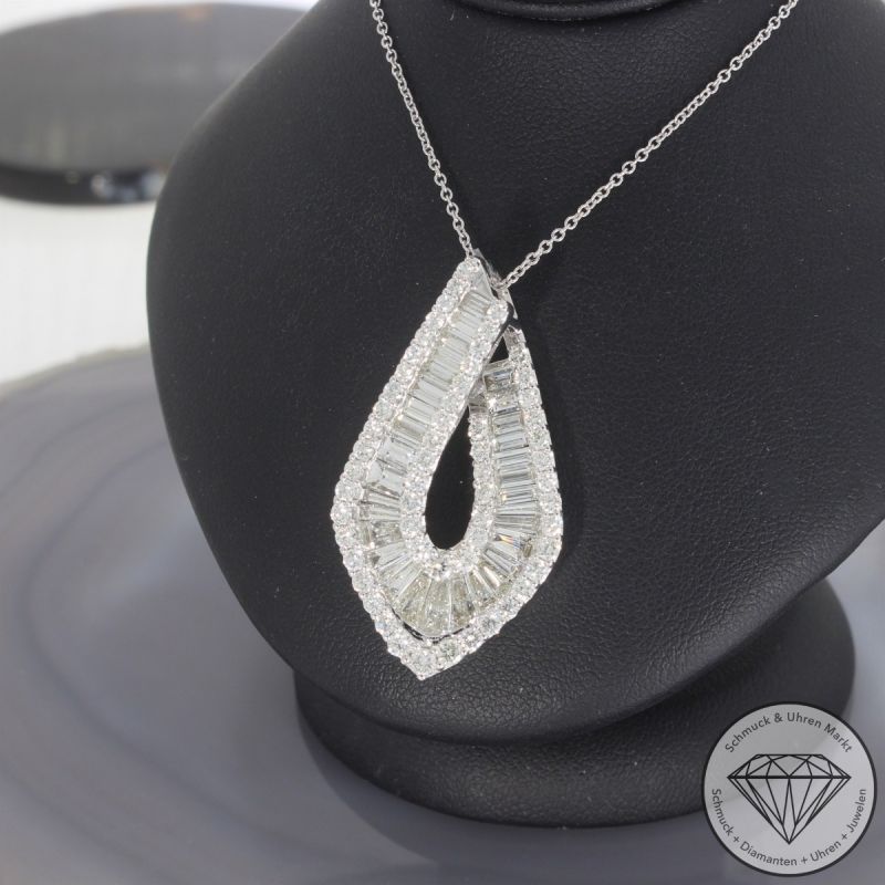 Wert 24690 € Brillant Diamant Anhänger mit Kette in 750er 18 K Weißgold - 103877