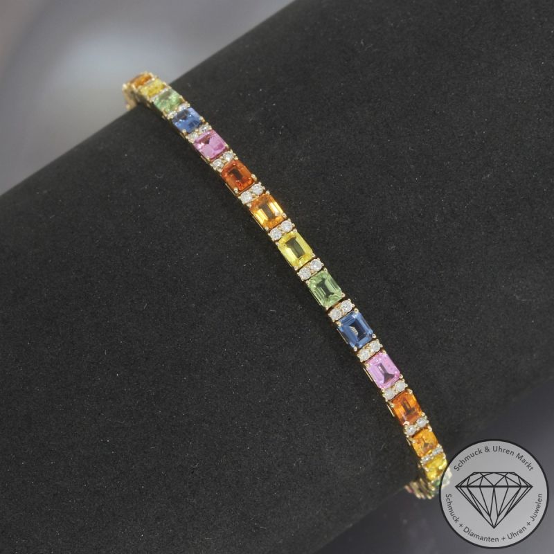 Wert 11650 € Brillant Saphir Armband in 585 14 K Gelbgold - 103909