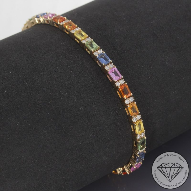 Wert 11650 € Brillant Saphir Armband in 585 14 K Gelbgold - 103909