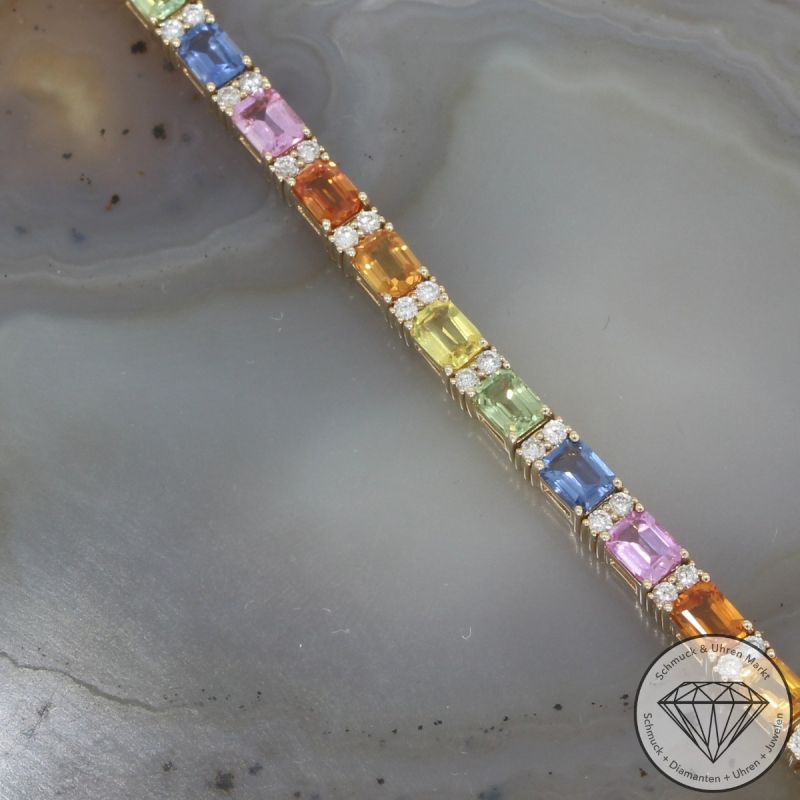 Wert 11650 € Brillant Saphir Armband in 585 14 K Gelbgold - 103909