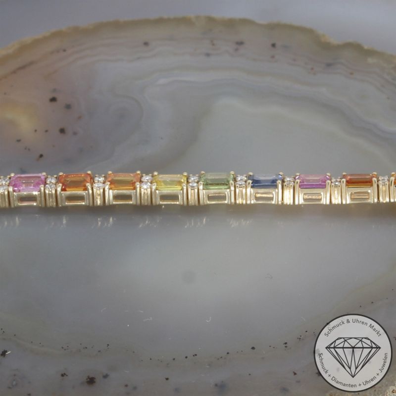 Wert 11650 € Brillant Saphir Armband in 585 14 K Gelbgold - 103909