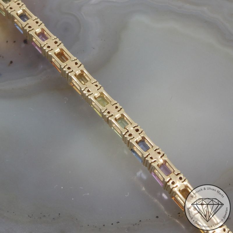 Wert 11650 € Brillant Saphir Armband in 585 14 K Gelbgold - 103909