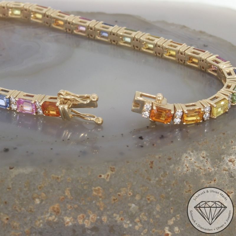 Wert 11650 € Brillant Saphir Armband in 585 14 K Gelbgold - 103909