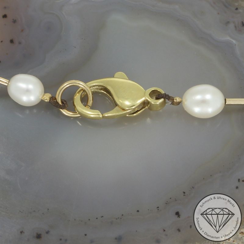 Wert 1890 € Perlen Collier 585er/14 Karat Gelb Gold Länge 49,0 cm – 103940