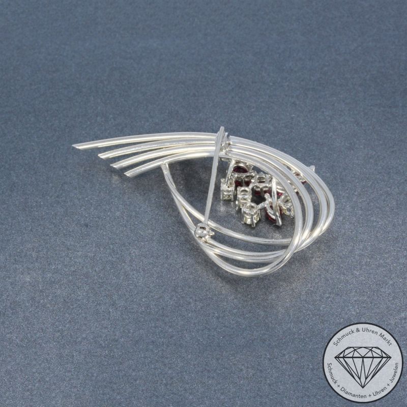 Wert 3750 € Brillant Rubin Brosche in 750er 18 K Weißgold - 103950