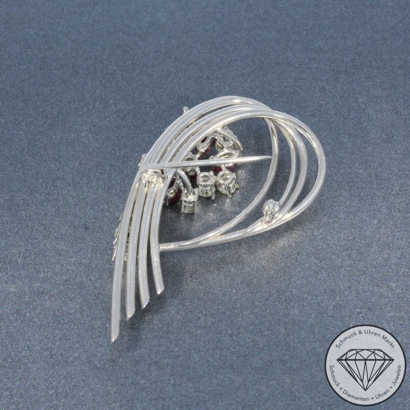 Wert 3750 € Brillant Rubin Brosche in 750er 18 K Weißgold - 103950