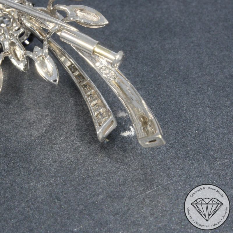 Wert 3850 € Brillant Diamant Saphir Brosche in 750er 18 K Weißgold - 103952