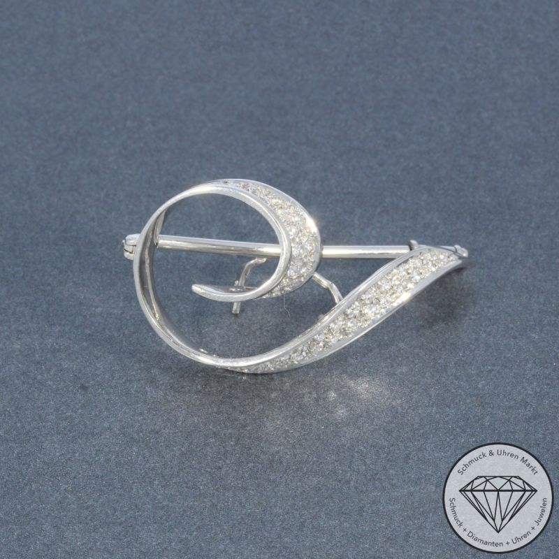 Wert 2950 € Brillant Brosche in 750er 18 K Weißgold - 103953