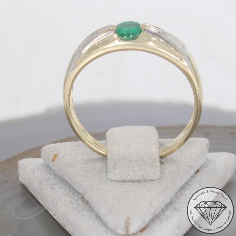 Wert 499 € Diamant Smaragd Ring 585er/14 Karat Gelb Gold Größe 60 – 103958