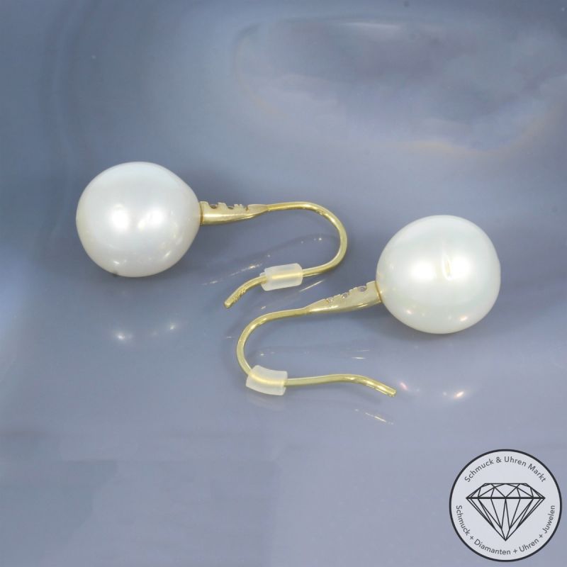 Wert 1990 € Brillant Südseeperl Ohrringe 585er/14 Karat Gelb Gold Länge 3,0 cm  – 104675