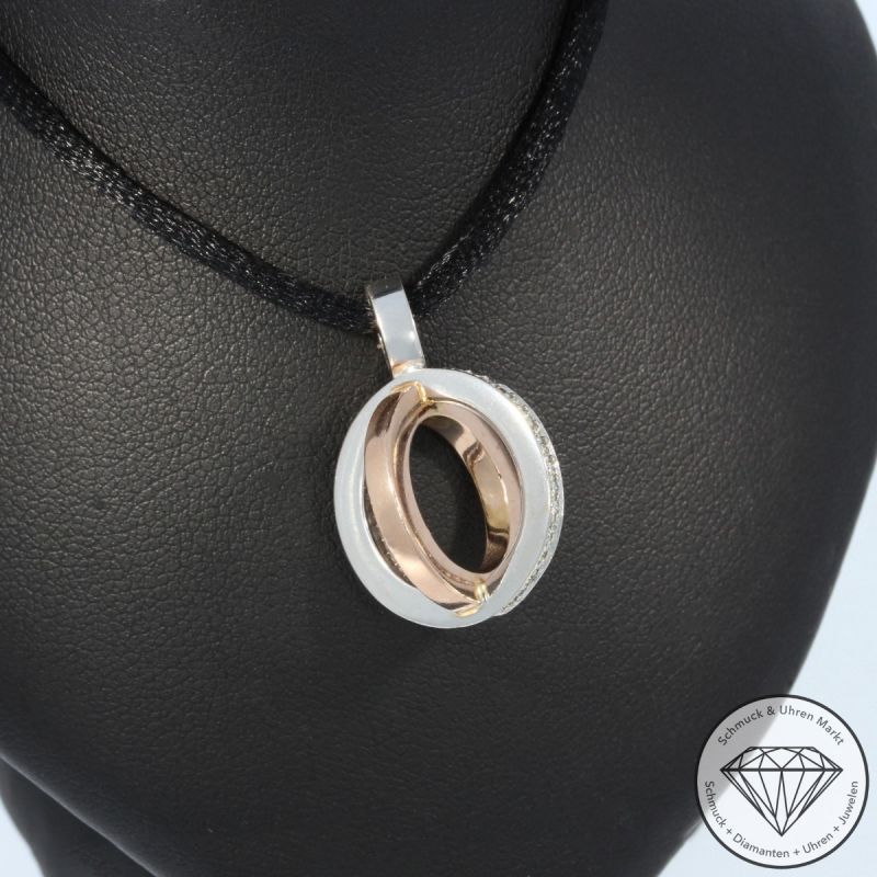 Wert 1750 € Bicolor Brillant Anhänger (ca. 0,18 carat) in 585er 14 K Gold - 104053