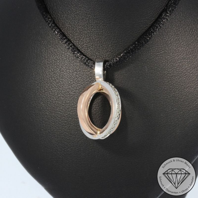 Wert 1750 € Bicolor Brillant Anhänger (ca. 0,18 carat) in 585er 14 K Gold - 104053