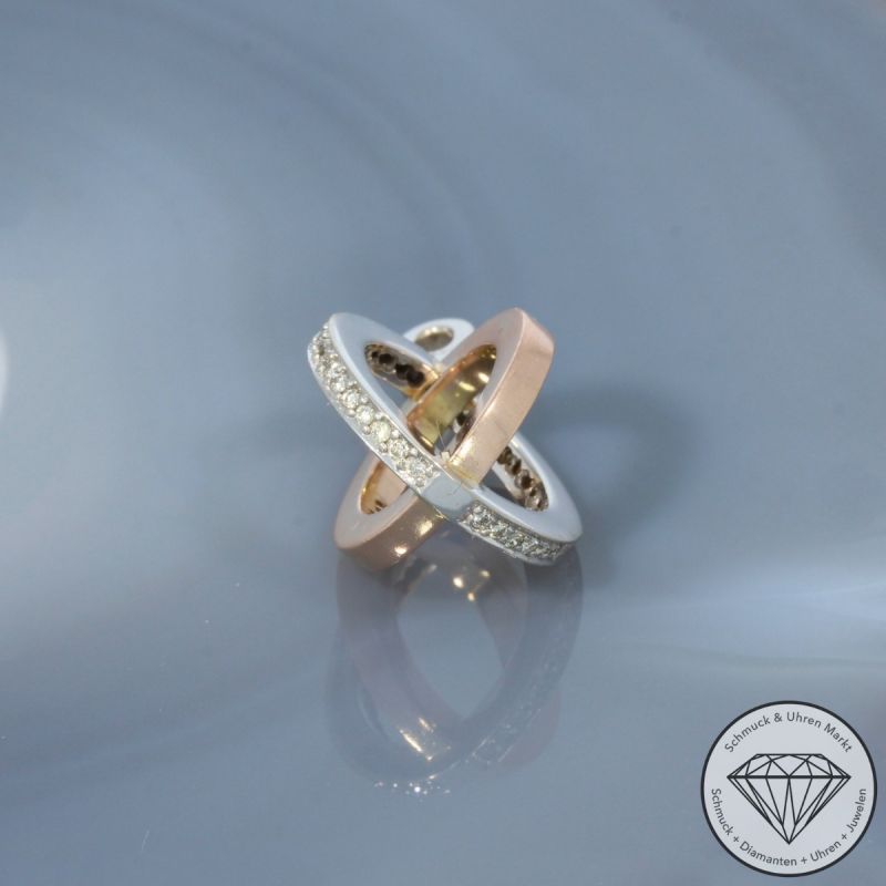 Wert 1750 € Bicolor Brillant Anhänger (ca. 0,18 carat) in 585er 14 K Gold - 104053