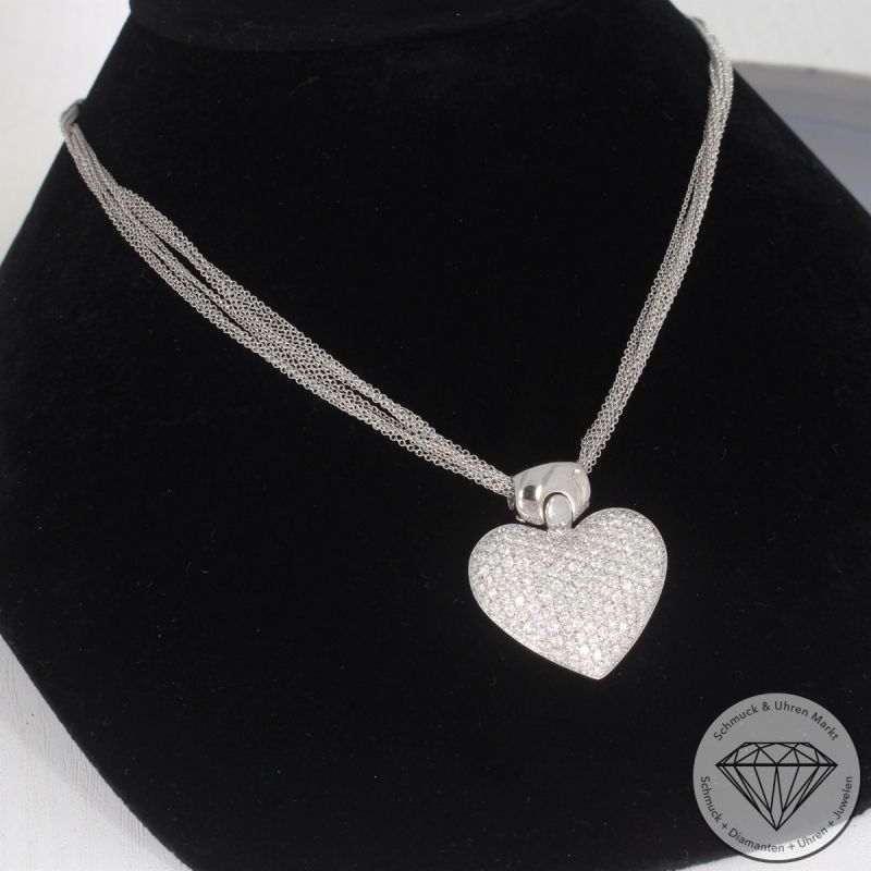 Wert 12690 € Brillant Anhänger Herz mit Kette (ca. 2,40 carat) in 750er 18 K Weißgold - 104077