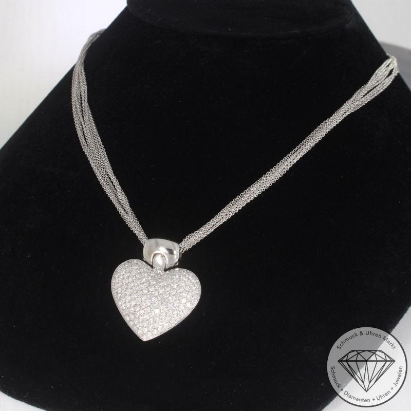Wert 12690 € Brillant Anhänger Herz mit Kette (ca. 2,40 carat) in 750er 18 K Weißgold - 104077