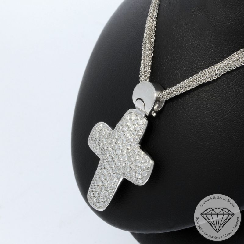 Wert 12690 € Brillant Anhänger (ca. 2,20 carat) mit Kette in 750er 18 K Weißgold - 104078