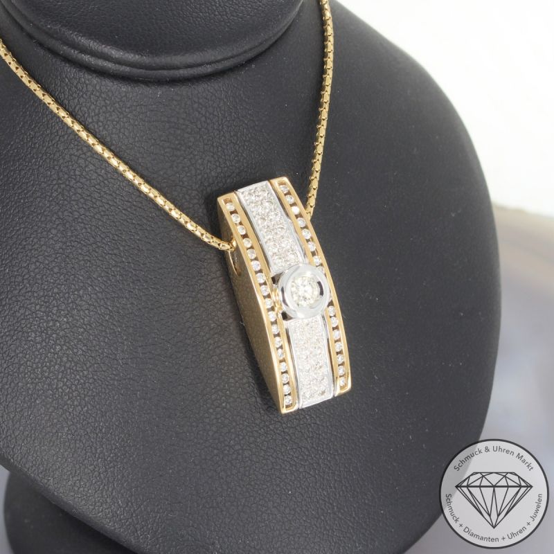 Wert 5890 € Moncara Brillant Anhänger & Kette in 585er 14 K Gelbgold - 104096 