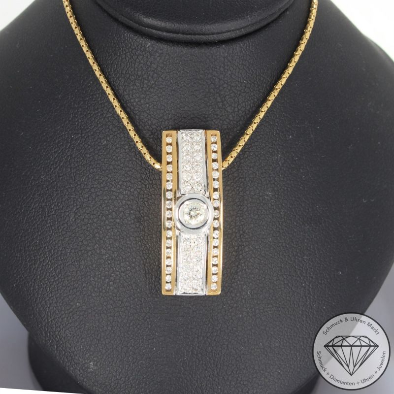 Wert 5890 € Moncara Brillant Anhänger & Kette in 585er 14 K Gelbgold - 104096 
