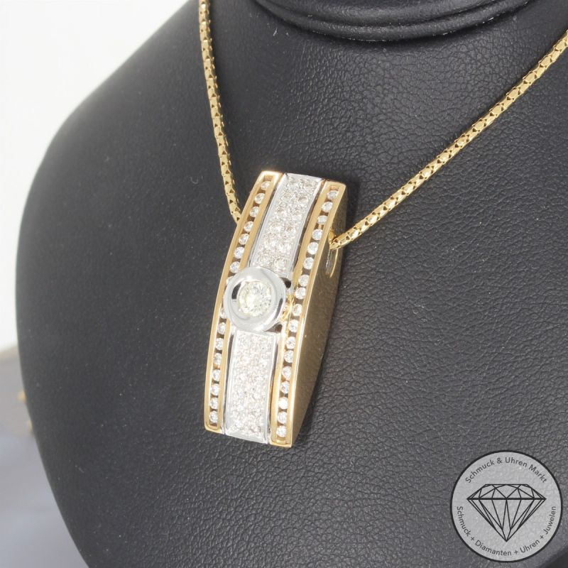 Wert 5890 € Moncara Brillant Anhänger & Kette in 585er 14 K Gelbgold - 104096 