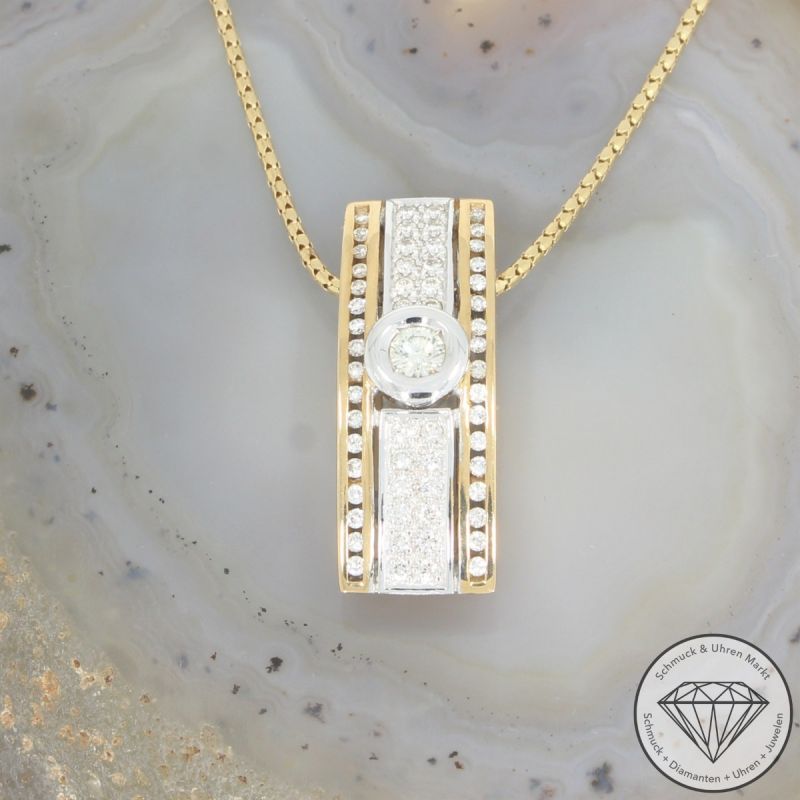 Wert 5890 € Moncara Brillant Anhänger & Kette in 585er 14 K Gelbgold - 104096 
