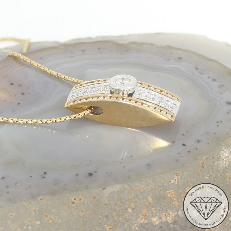 Wert 5890 € Moncara Brillant Anhänger & Kette in 585er 14 K Gelbgold - 104096 