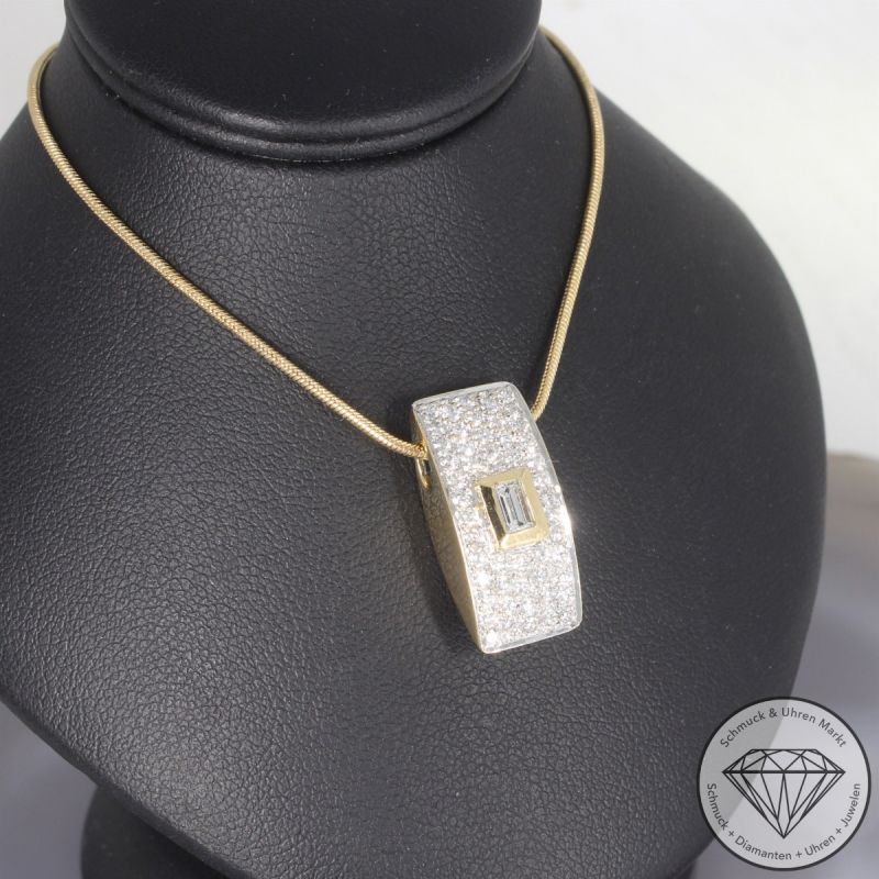 Wert 5800 € Brillant Diamant Anhänger mit Kette in 750er 18 K Gelbgold - 104097