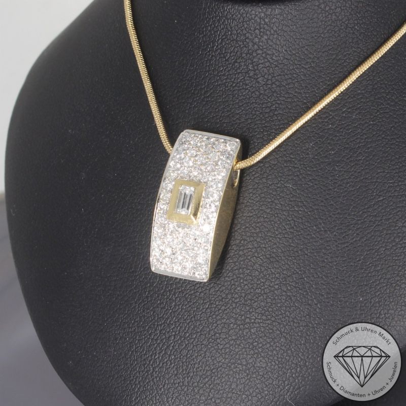 Wert 5800 € Brillant Diamant Anhänger mit Kette in 750er 18 K Gelbgold - 104097