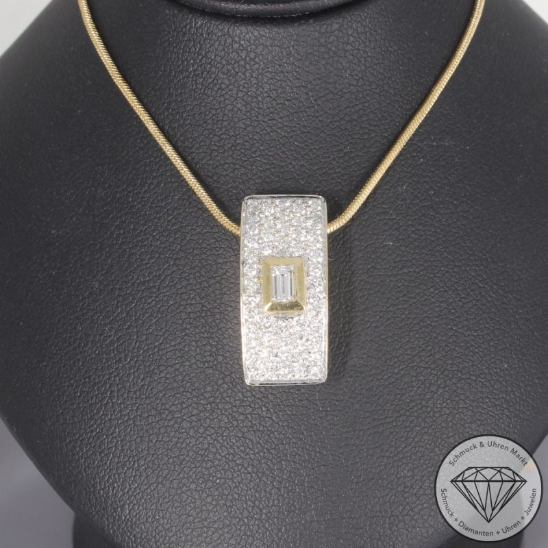 Wert 5800 € Brillant Diamant Anhänger mit Kette in 750er 18 K Gelbgold - 104097