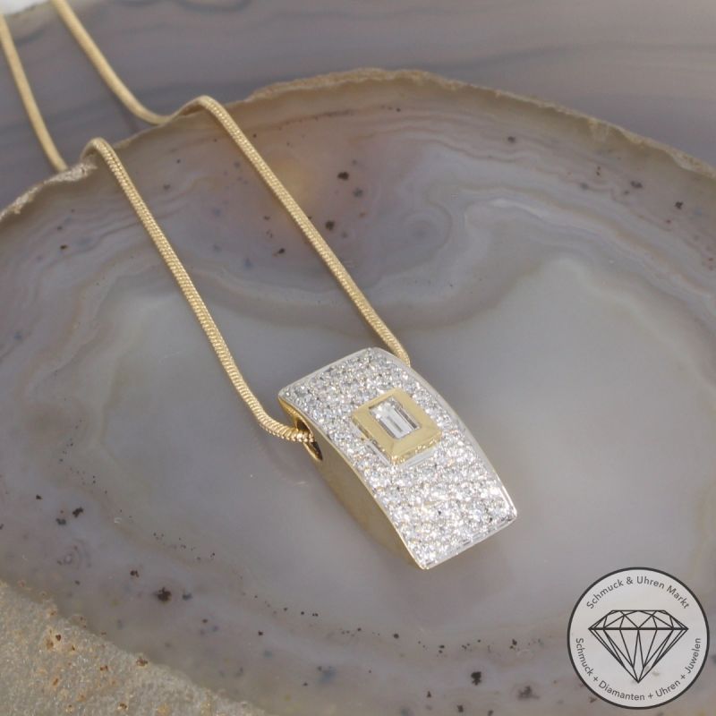 Wert 5800 € Brillant Diamant Anhänger mit Kette in 750er 18 K Gelbgold - 104097