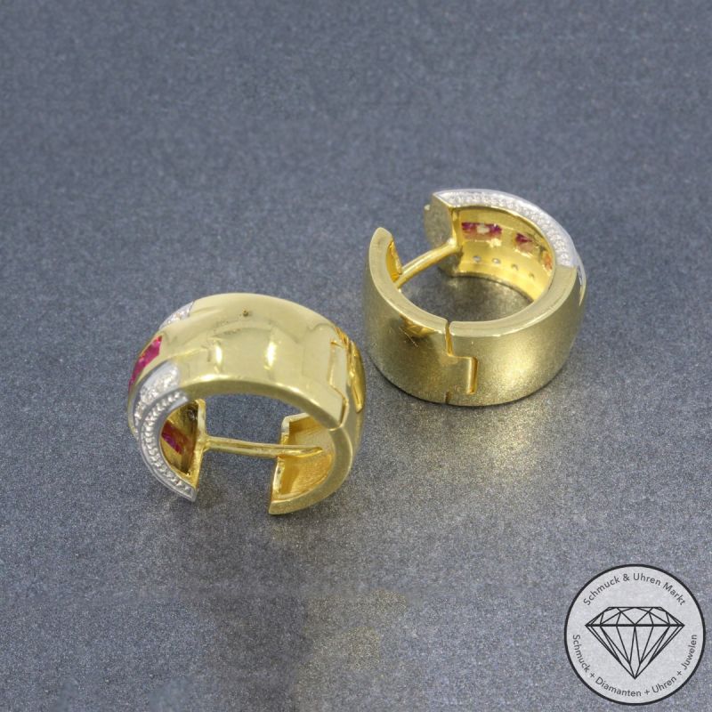 Wert 4150 € FABIANI Brillant Rubin Ohrringe Creolen in 750er 18 K Gelbgold - 104158