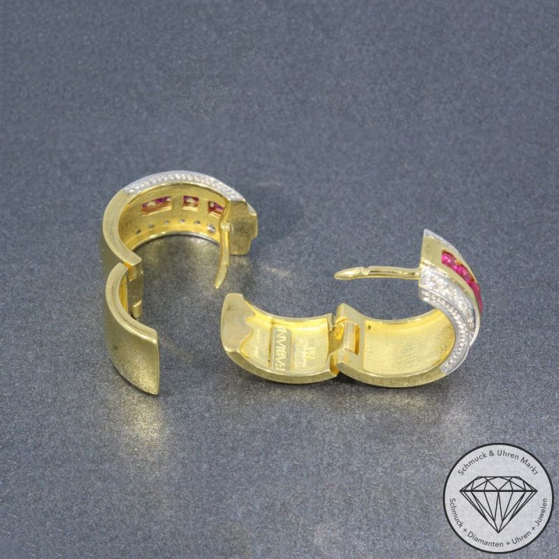 Wert 4150 € FABIANI Brillant Rubin Ohrringe Creolen in 750er 18 K Gelbgold - 104158