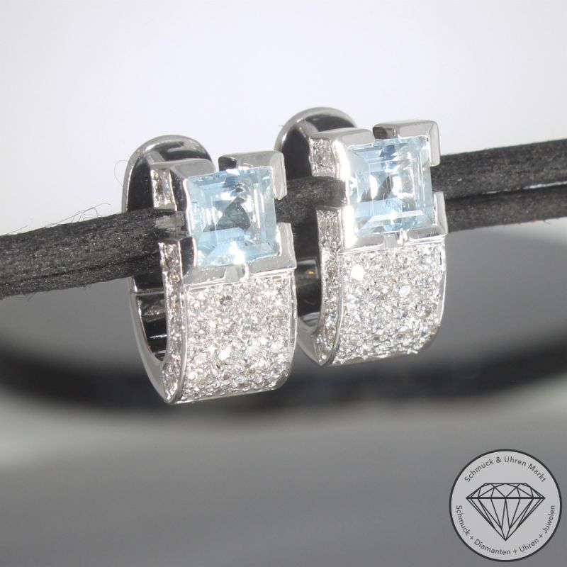 Wert 3900 € FABIANI Brillant Aquamarin Ohrringe in 750er 18 K Weißgold - 104159