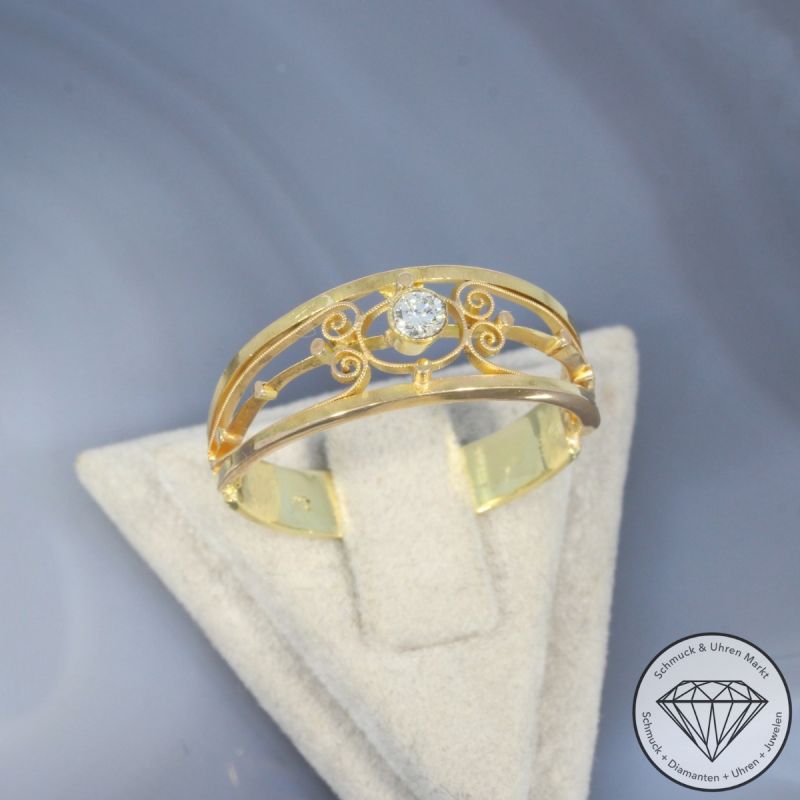 Wert 1150 € Solitär Brillant Ring 585er/14 Karat Gelb Gold Größe 65 – 104204